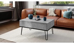 Konferenčný stôl so zdvíhacou doskou a poličkou HALIJA šedá betón/čierna