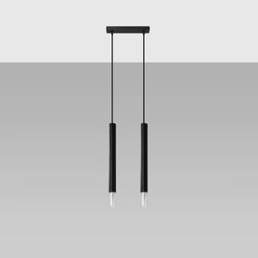 Závesné svietidlo Wezyr, 2x sklenené/čierne kovové tienidlo