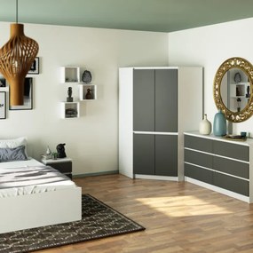 Rohová skriňa S100 4D CLP biela / sivá / grafitová