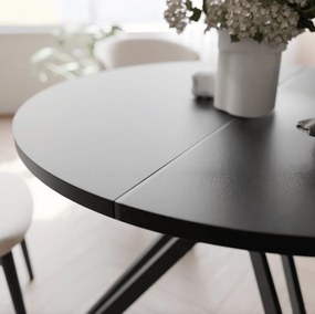 Okrúhly rozkladací jedálenský stôl KODY 100-120cm čierna matná