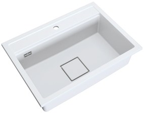 Gamma Quadro 7050, 1-komorový granitový drez 700x500x220 mm, biela, GMA-ZLE000236