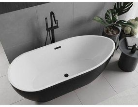 Mexen Eos, voľne stojaca vaňa 170 x 75 cm, biela-čierna, čierny matný prepad, 52471707575-70
