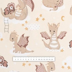 Biante Detský bavlnený štvorcový obrus Sandra SA-467 Dráčikovia na žltobéžovom 100x100 cm