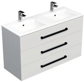 Kúpeľňová skrinka s čiernou úchytkou a umývadlom SAT Cube Way 120x76,5x46 cm biely lesk CUBE46C1203BIMOD, 1 ks