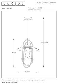 Lucide 74309/01/34 - Luster na lanku MASSON 1xE27/40W/230V žltá
