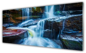 Obraz plexi Skaly vodopád rieka príroda 125x50 cm