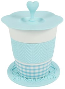 Porcelánový hrnček AQUELLE so silikónovými doplnkami 280 ml, modrý