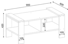 Konferenčný stolík ERICA 42x90 cm biela/hnedá