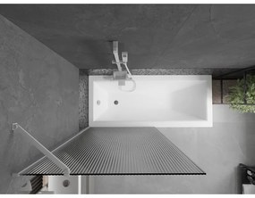 Mexen Next, vaňová zástena 1-krídlová 90 x 150 cm, fixné krídlo, 6 mm sklo s pruhmi, biely profil, 895-090-000-00-09-20