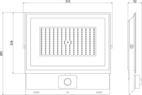 Mexen Luxpro LED reflektor s pohybovým senzorom, 150W, studená - 6500K, 13500 lm, čierna - L235-150-65-70