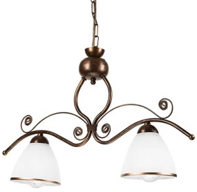 Luster na reťazi RETRO 2xE27/60W/230V medená/patina