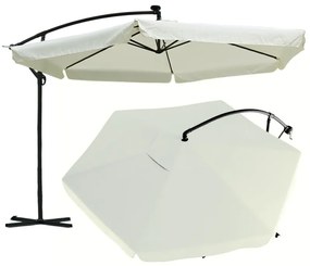 Záhradný slnečník 3,5 m so solárnym LED osvetlením – krémový, UV50+