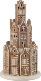 Hnedá svietiaca perníková veža z chalúpok GingerBread Led - Ø 20*37 cm