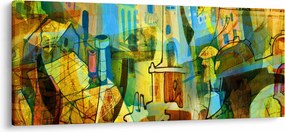 Obraz - Architektúra, kubistická abstrakcia (120x50 cm)