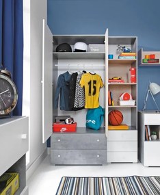 Šatník Sigma 3, biela mat / betón