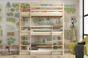Detská trojposchodová posteľ z masívu borovice ARIZONA - 200x90 cm - PRÍRODNÁ BOROVICA