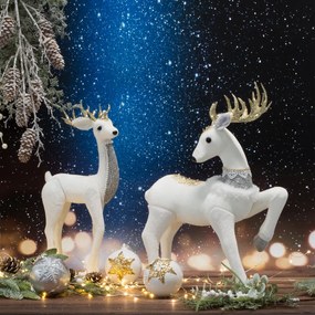 Vianočná dekoračná figúrka 12x7x15CM biela+zlatá