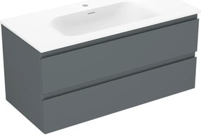 Mexen Orio, kúpeľňová skrinka 100 cm s umývadlom Vela, 2 zásuvky, grafitová matná/biela matná, 91A10-10047-2-BFF66-W23M01
