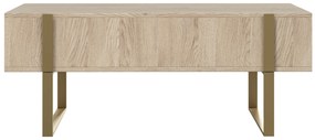 Konferenčný stolík Verica so zásuvkami 120 cm - dub piškótový / zlaté nožičky