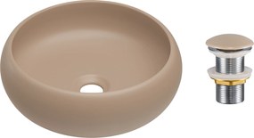 Comad Keramické umývadlo na dosku Wiki 36x36 cappuccino + výpust Click-Clack cappuccino