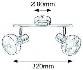 Rabalux HOLLY stropné bodové svietidlo max. 2x40W | E14 | IP20 - chróm