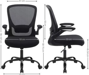 SONGMICS kancelárska stolička, ergonomická počítačová stolička, čierna