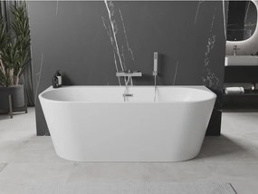 Mexen Oval+, voľne stojaca vaňa ku stene 170 x 80 cm, biela lesklá, chrómový prepad, 52681708000-01