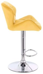 LuxuryForm DESIGN Barová stolička MILANO VELUR na striebornom tanier - žltá