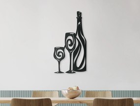 drevko Drevená nálepka Fľaša vína a dva poháre
