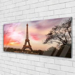 Obraz na akrylátovom skle Eiffelova veža architektúra 125x50 cm