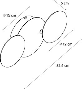 Moderné nástenné svietidlo čierne so zlatom vrátane LED 3-stupňové stmievateľné 3-svetlá - Sunrise 3