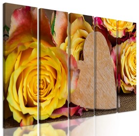 5-dielny obraz nádherné žlté ruže