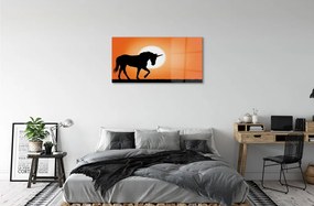 Sklenený obraz Sunset Unicorn 100x50 cm
