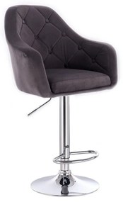 LuxuryForm DESIGN Barová stolička ANDORA VELUR na striebornom tanieri - tmavo šedá