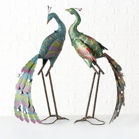 Záhradná kovová figúrka Peafowl, 78 cm, modrá