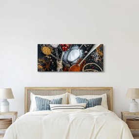 Obraz lyžíc s korením (120x50 cm)