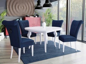 Stôl Julia FI 100 so 4 stoličkami ST65, Farby: biela, Farby: čierny, Farby:: biely lesk, Potah: Magic Velvet 2216