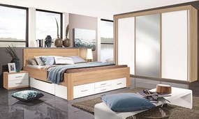 Šatníková skriňa Imperial, 250 cm, dub sonoma/biela