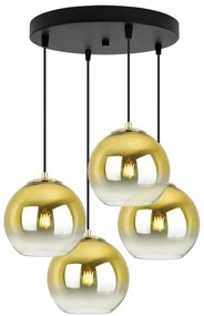Závesné svietidlo Bergen Gold, 4x zlaté/transparentné sklenené tienidlo (fi 15cm), o