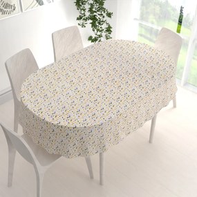 Biante Dekoračný oválny obrus Leona LN-045 Žltosivé čiarky na bielom 120x180 cm