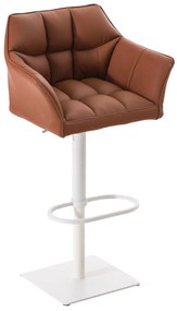 Barová stolička Damas W1 ~ koženka, biely rám - Svetlo hnedá