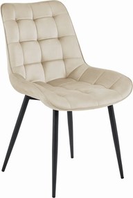 AKCIA Béžová zamatová stolička BERA s čiernymi nohami II. akosť