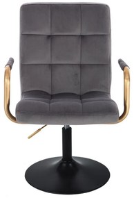 LuxuryForm DESIGN Stolička VERONA GOLD VELUR na čiernom tanieri - tmavo šedá