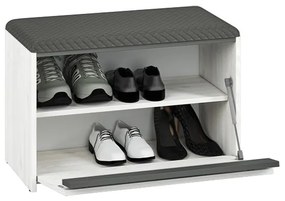 Policový sedací botník INGO - biela borovica / antracit / šedý