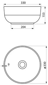 Sapho, EMMI keramické umývadlo na dosku, priemer 33cm, biela, TU0077