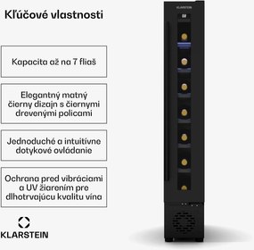 Klarstein Vinovilla 7 Uno chladnička na víno, 1 chladiaca zóna, 7 fliaš, drevené police, 5-18 °C