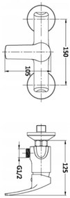 Invena, nástenná sprchová batéria 150mm, chrómová, INV-BN-27-001-A