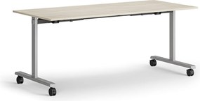 Mobilný stôl MATCH, 180x80 cm, sivá podnož, dub prírodný