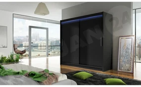 Skriňa s posuvnými dverami Lena I 180 (čierna) (osvetlenie LED RGB farebné). Vlastná spoľahlivá doprava až k Vám domov. 1058466