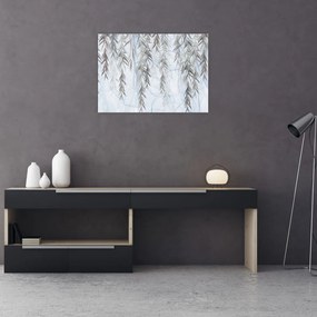Obraz - Vŕbové vetvičky v modrom pozadí (70x50 cm)